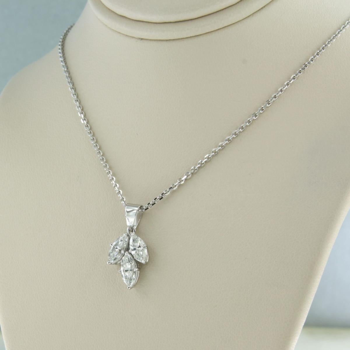 Collana e pendente con diamanti a forma di marquise fino a 0,60ct in oro 14k e 18k In condizioni ottime in vendita a The Hague, ZH