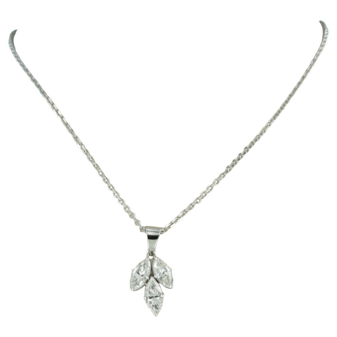 Necklace and pendant with marquise shaped diamonds up to 0.60ct 14k and 18k gold