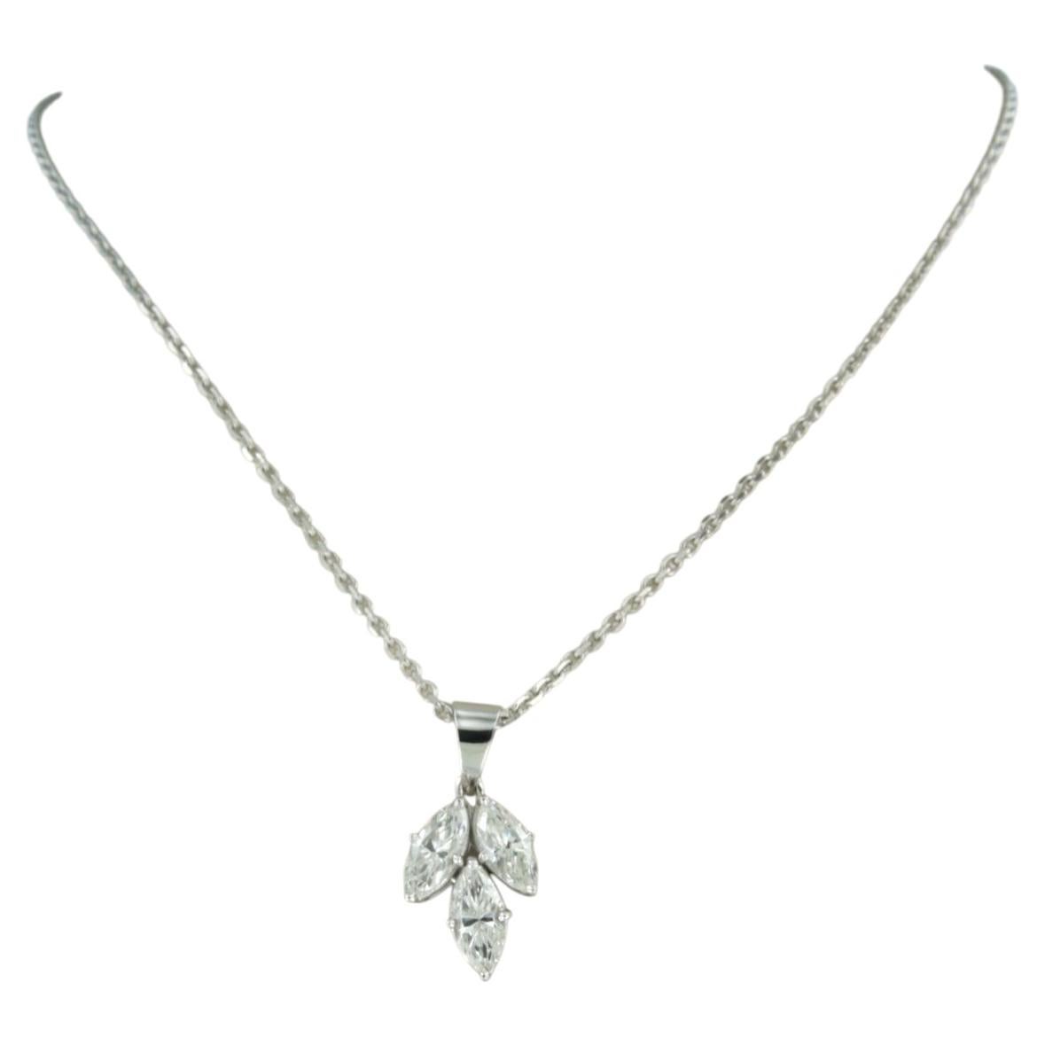 Necklace and pendant with marquise shaped diamonds up to 0.60ct 14k and 18k gold