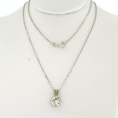Necklace and pendant with old European and rose cut diamonds 1.22ct 14k gold