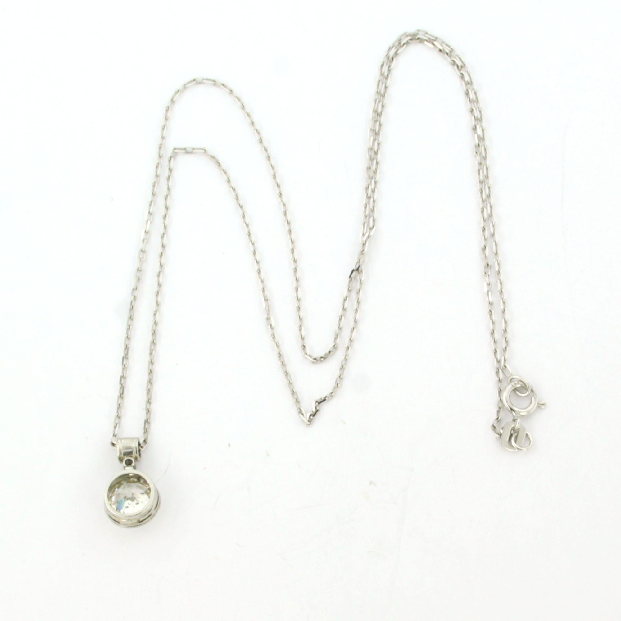 Art nouveau Collier et pendentif avec diamants européens anciens et diamants taillés en rose 1,22ct or 14k en vente