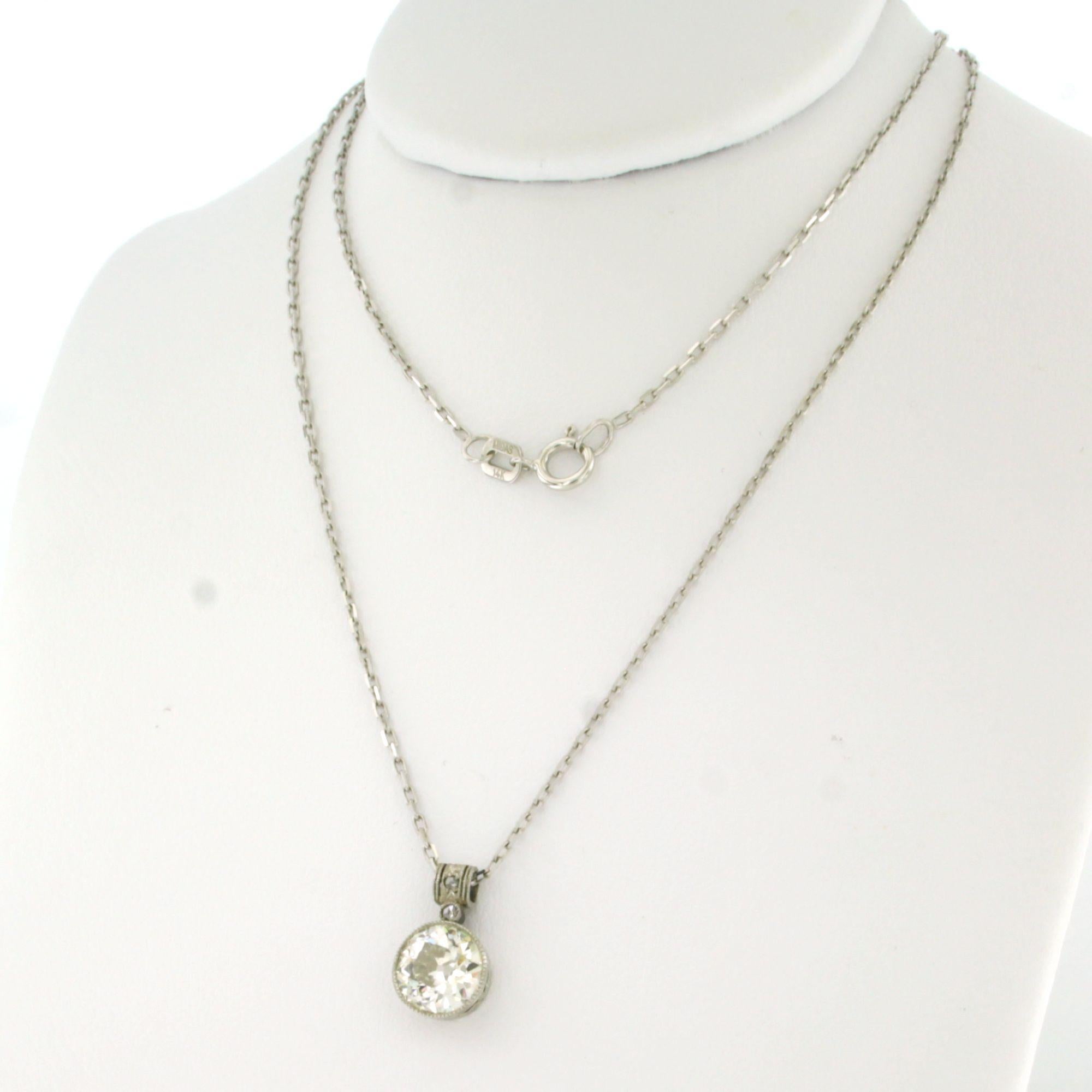 Collier et pendentif avec diamants européens anciens et diamants taillés en rose 1,22ct or 14k Excellent état - En vente à The Hague, ZH