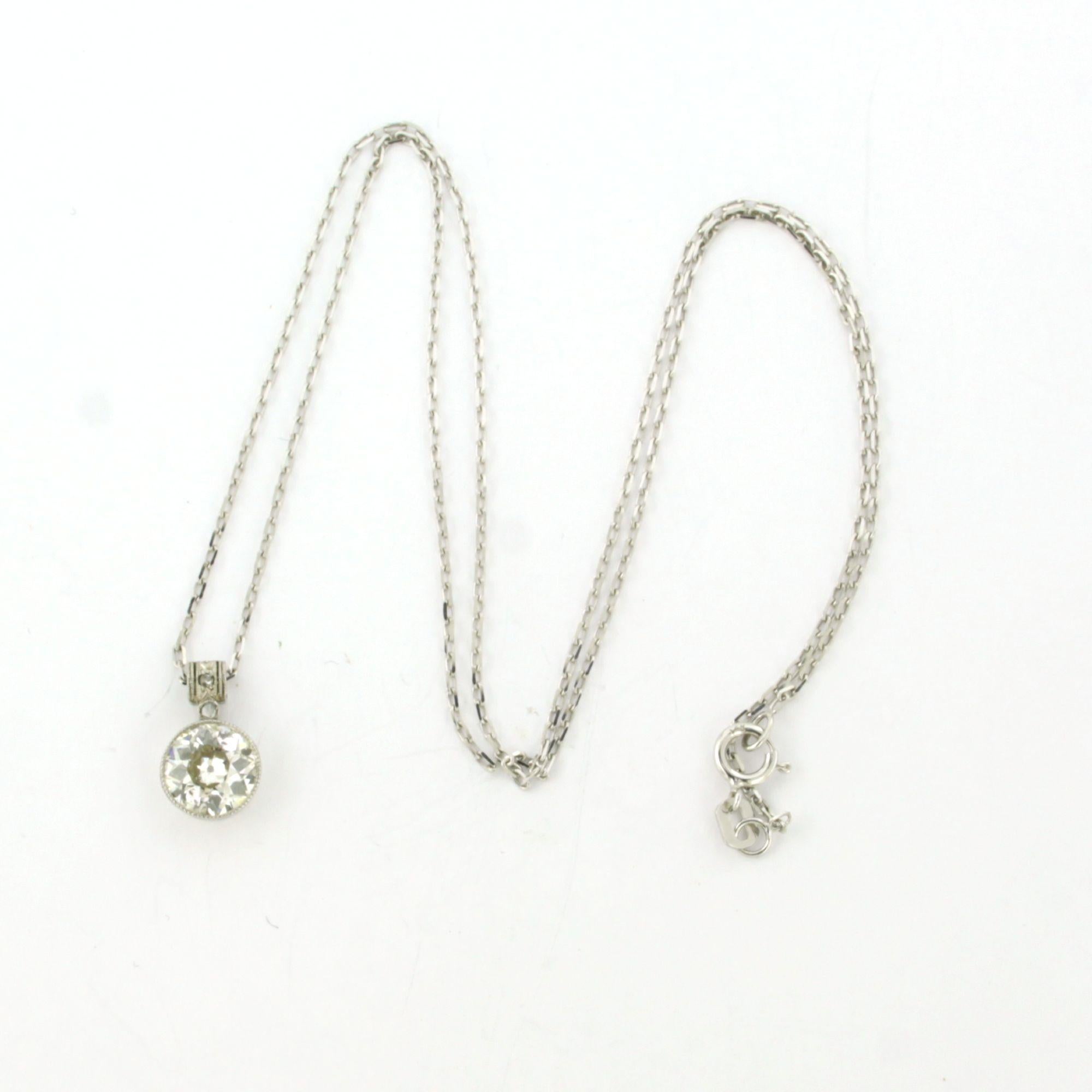 Collier et pendentif avec diamants européens anciens et diamants taillés en rose 1,22ct or 14k Pour femmes en vente