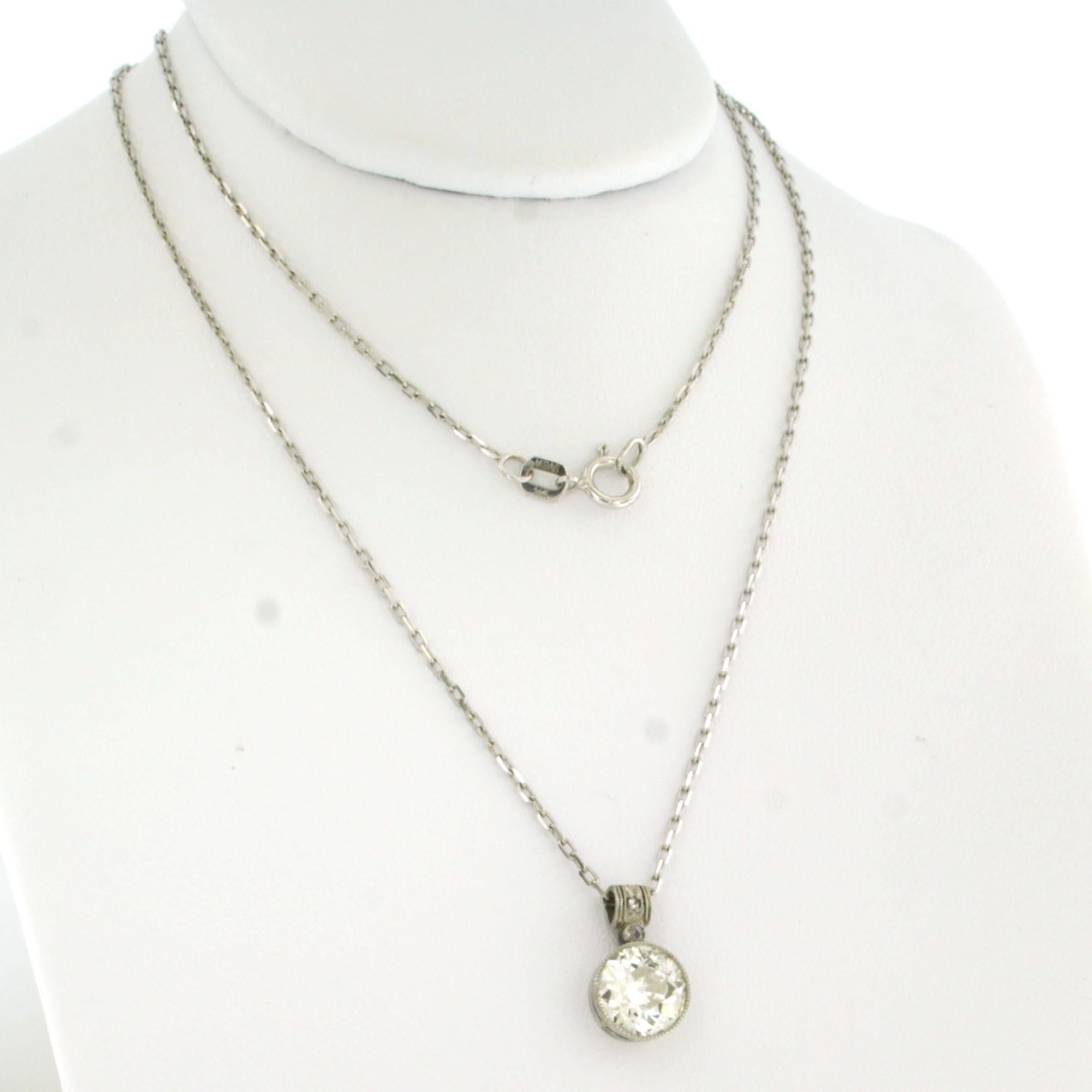 Collier et pendentif avec diamants européens anciens et diamants taillés en rose 1,22ct or 14k en vente 1