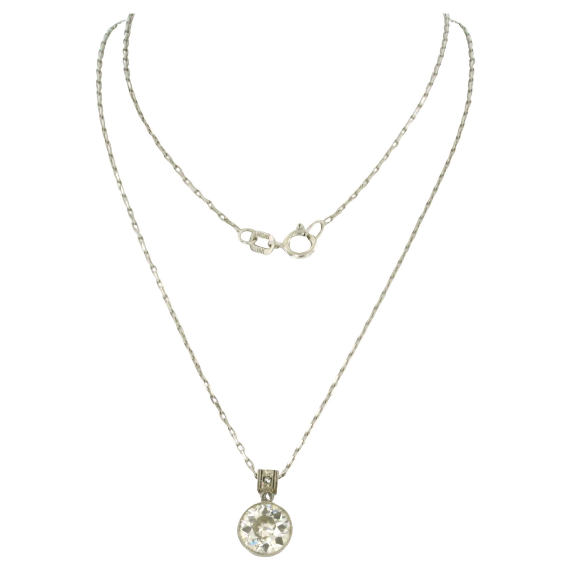 Collier et pendentif avec diamants européens anciens et diamants taillés en rose 1,22ct or 14k