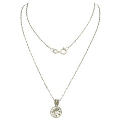 Collier et pendentif avec diamants européens anciens et diamants taillés en rose 1,22ct or 14k