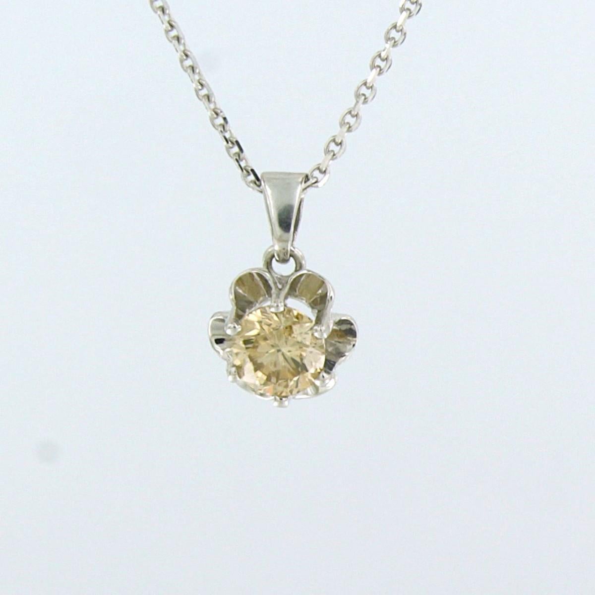 Collier et pendentif avec diamant de taille européenne ancienne jusqu'à 0.50ct or 14k 2.4 gr en vente 1