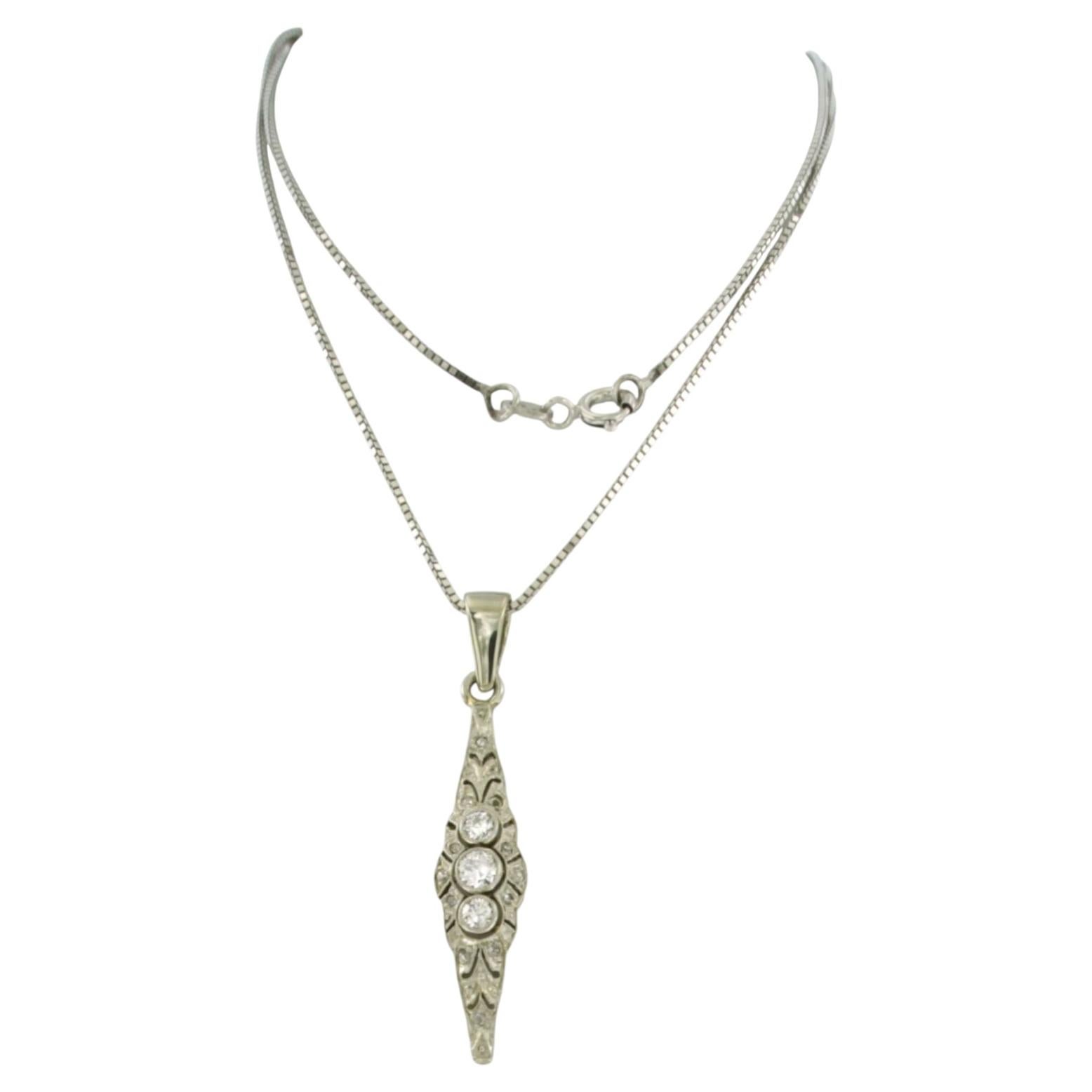 Collana e ciondolo con diamanti a taglio europeo antico e a taglio rosa fino a 0,30 ct, in oro 18 carati