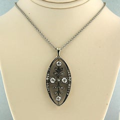 Necklace and pendant with old mine and rose cut diamonds 14k gold and silver