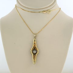 Necklace and pendant with old mine and rose cut diamonds 18k gold end platinum