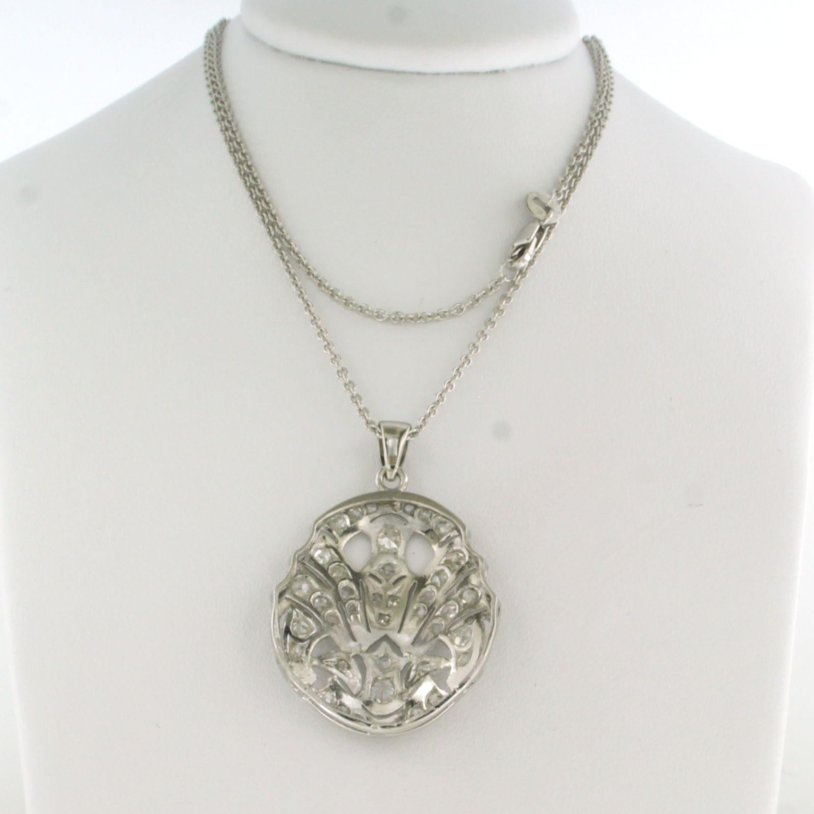 Collana e pendente con diamanti old mine e taglio rosa fino a 1,00ct in platino In condizioni ottime in vendita a The Hague, ZH