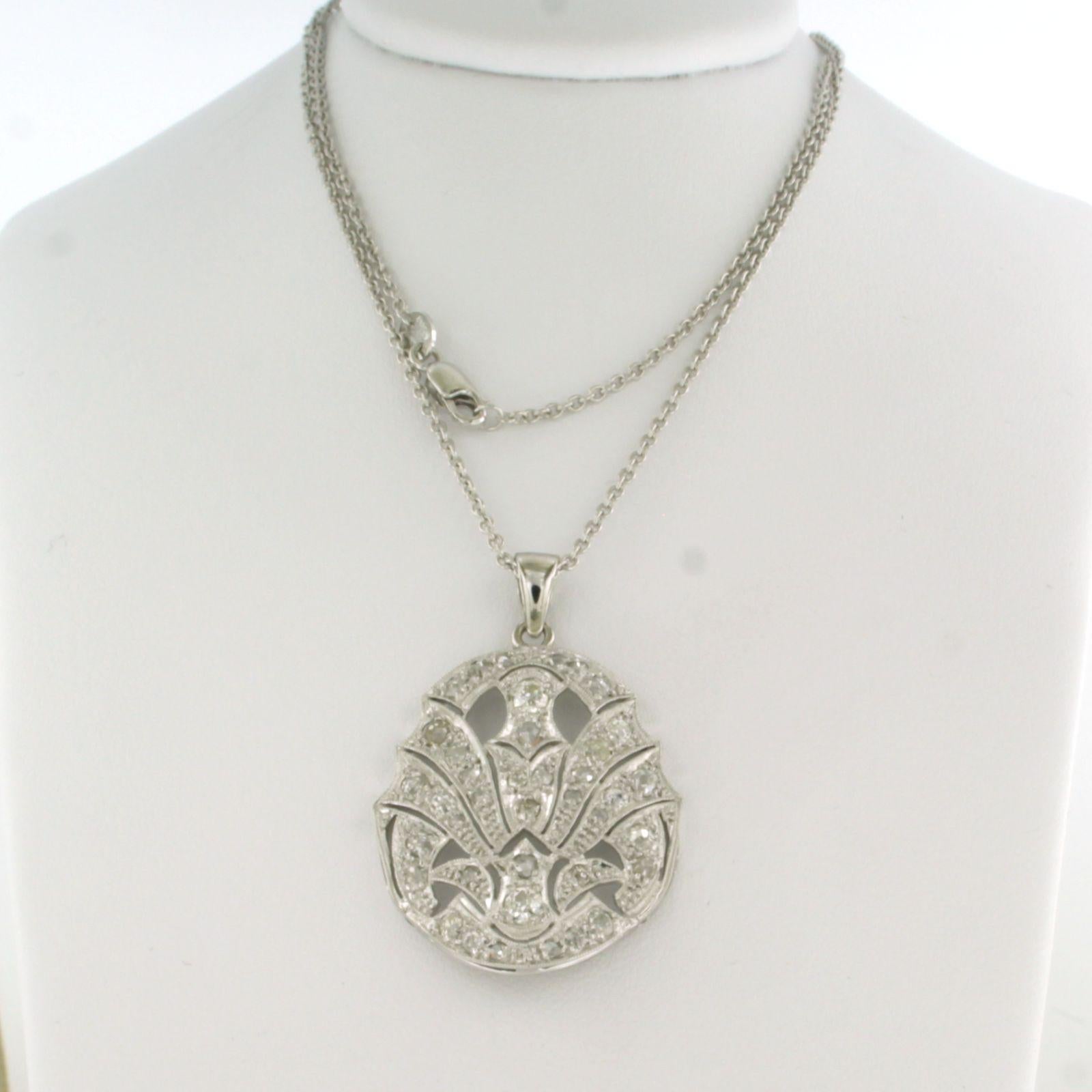 Collana e pendente con diamanti old mine e taglio rosa fino a 1,00ct in platino in vendita 2