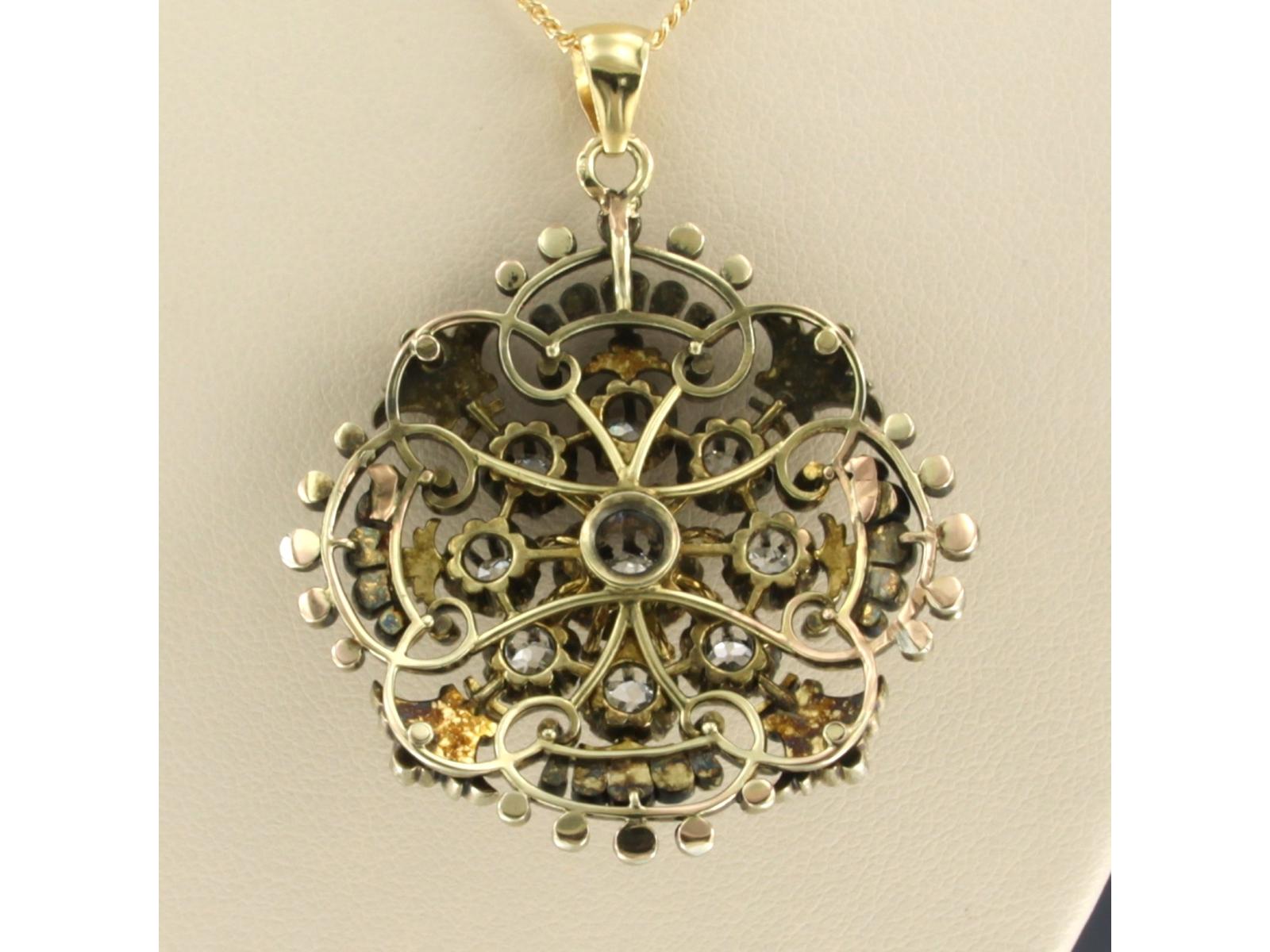 Primo vittoriano Collana e pendente con diamanti old mine e taglio rosa fino a 2,20ct in oro 14k in vendita