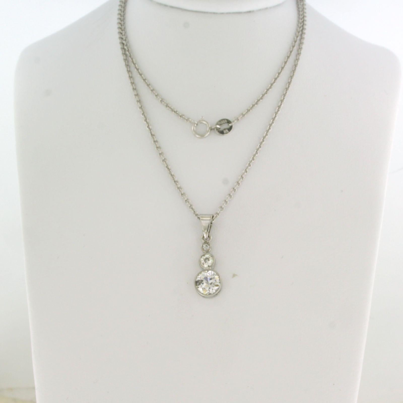 Collier et pendentif avec diamant taille ancienne sup à 1,35ct platine 5,4 grammes en vente 1