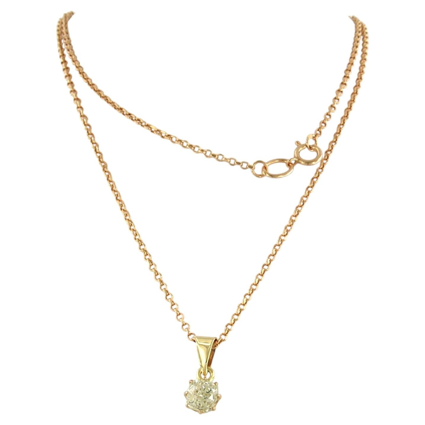 Collar y colgante con un diamante de talla «old mine» de hasta 0,60 ct, oro de 14k, 1,8 gramos