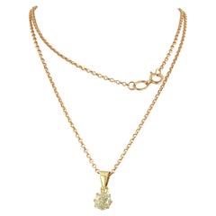 Necklace and pendant with old mine cut diamond up to 0.60ct 14k gold 1.8 grams