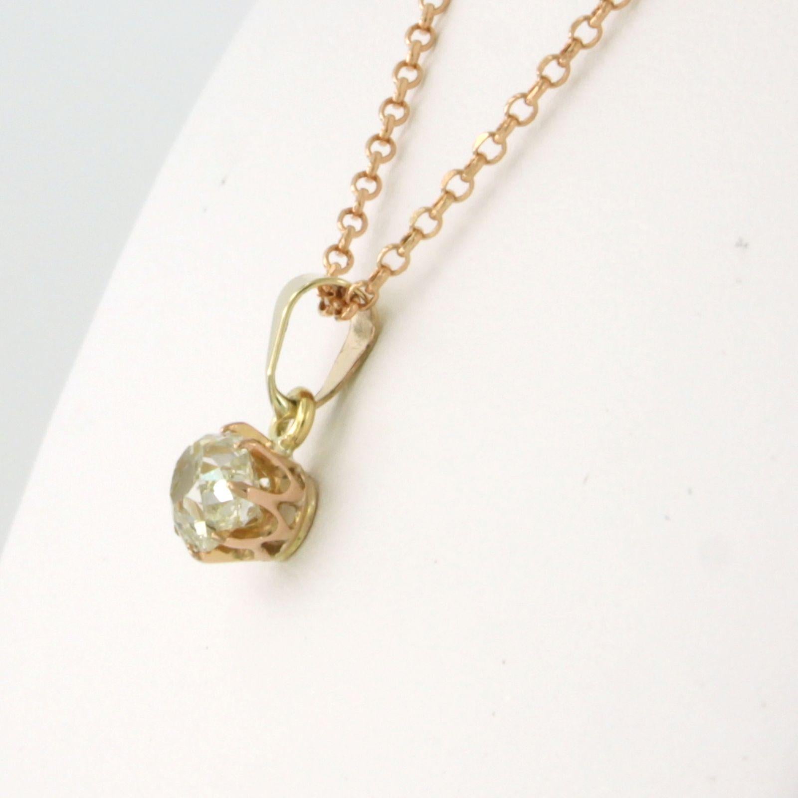 Primo vittoriano Collana e ciondolo con diamante taglio old mine fino a 1,01ct Oro rosa 14k 1,8 gr in vendita