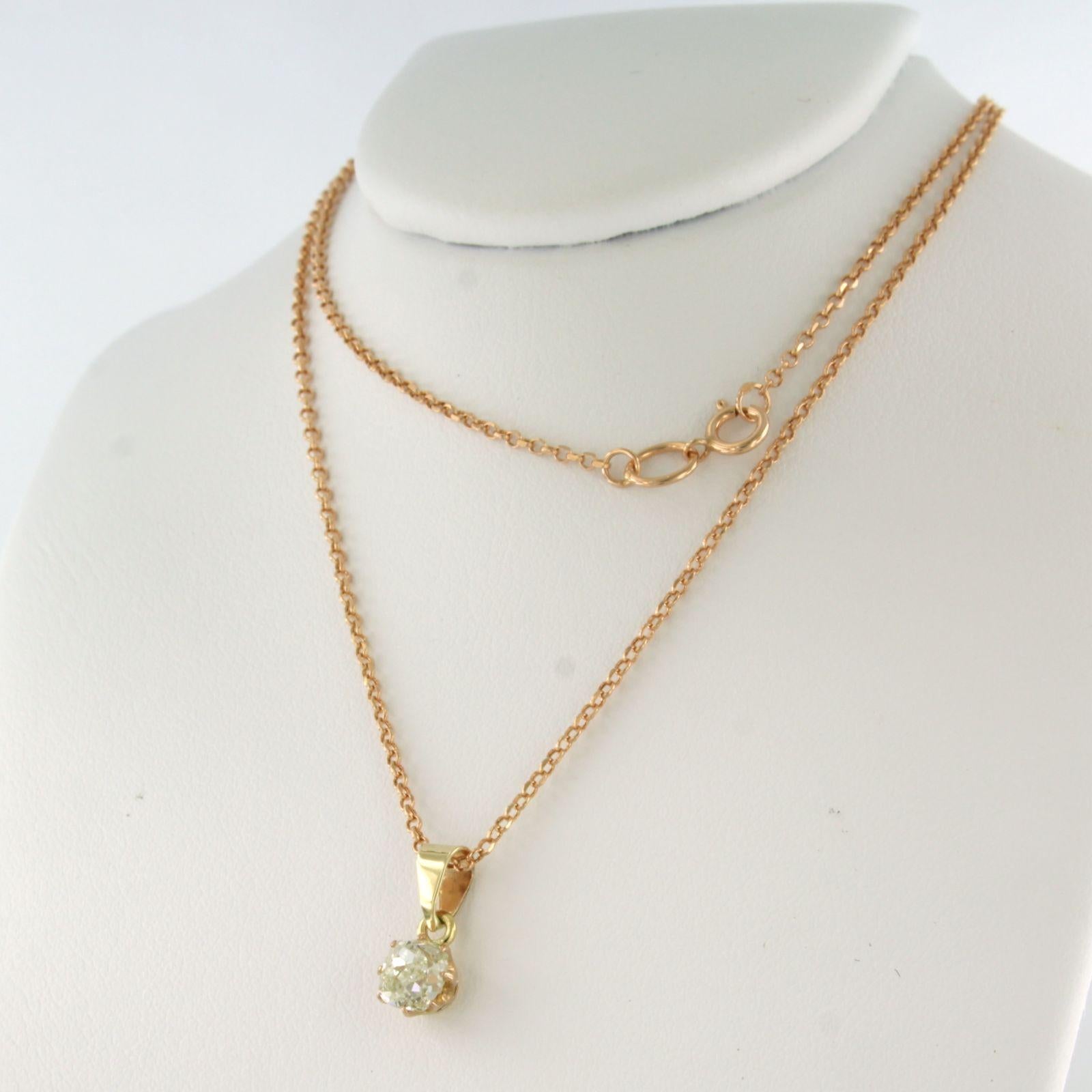 Taglio vecchia miniera Collana e ciondolo con diamante taglio old mine fino a 1,01ct Oro rosa 14k 1,8 gr in vendita