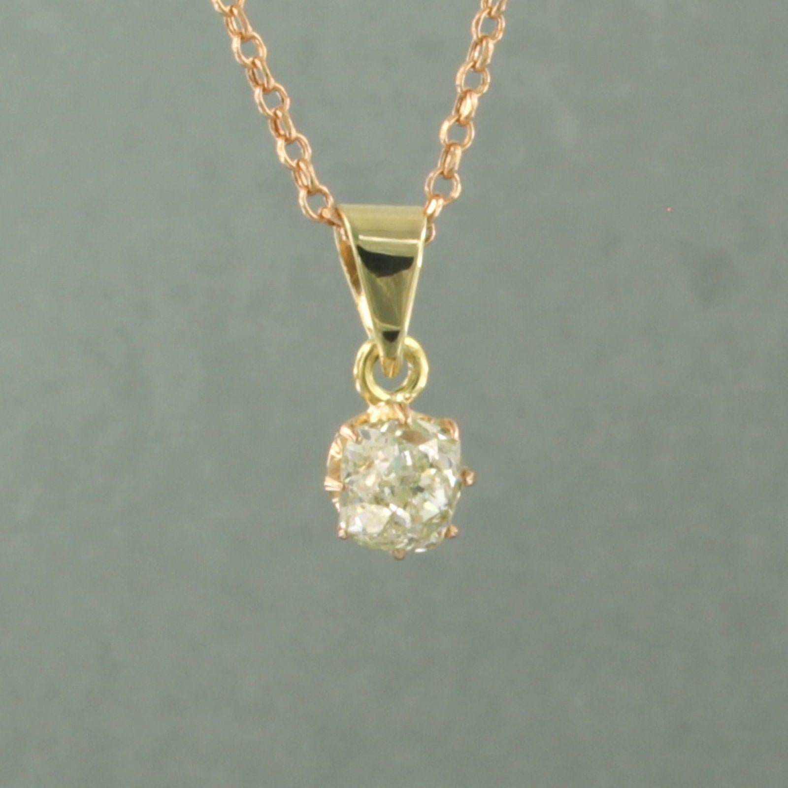 Collana e ciondolo con diamante taglio old mine fino a 1,01ct Oro rosa 14k 1,8 gr In condizioni ottime in vendita a The Hague, ZH