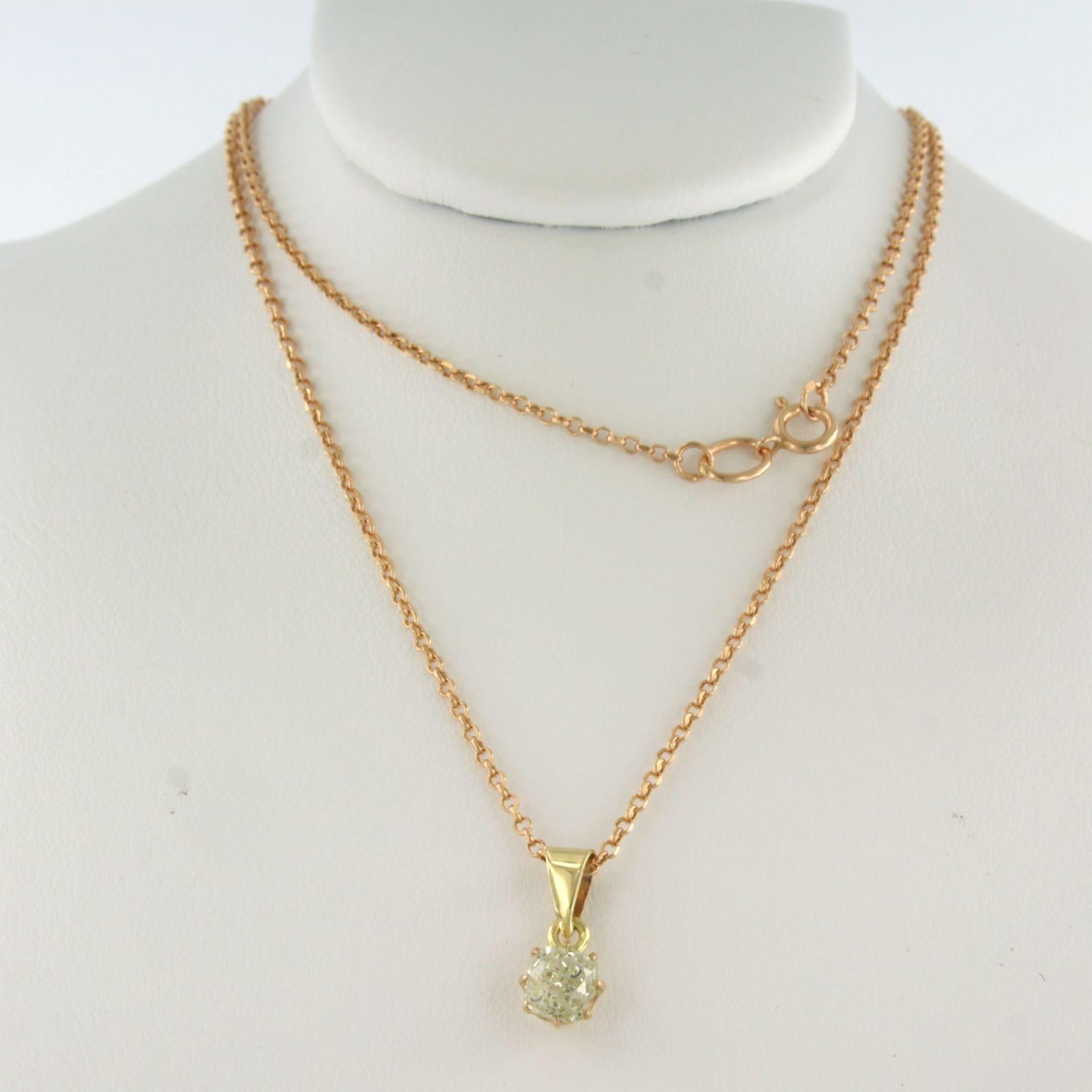 Collana e ciondolo con diamante taglio old mine fino a 1,01ct Oro rosa 14k 1,8 gr in vendita 1
