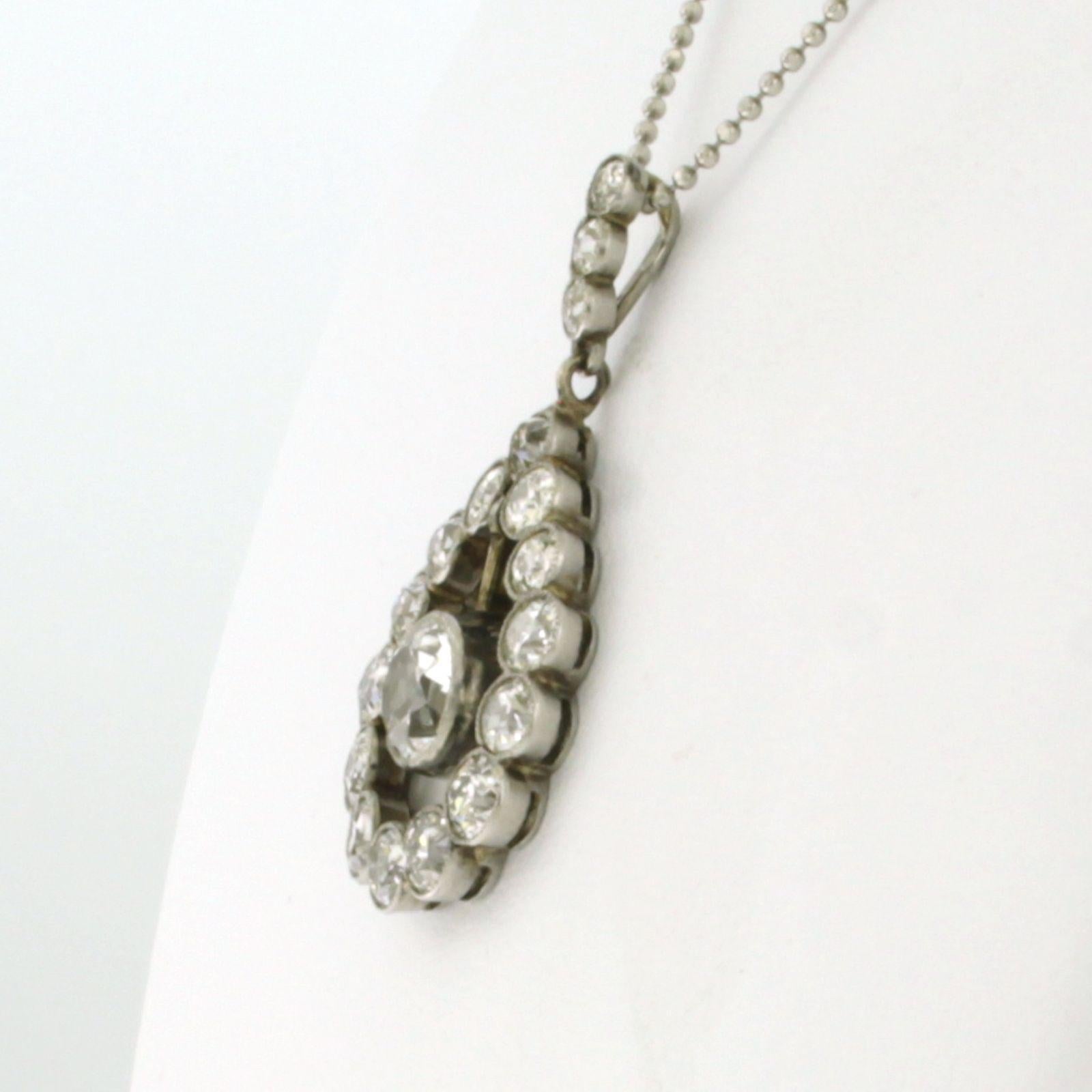 Art Nouveau Necklace and pendant with old mine cut diamond up to 2.95ct 950 platinum For Sale