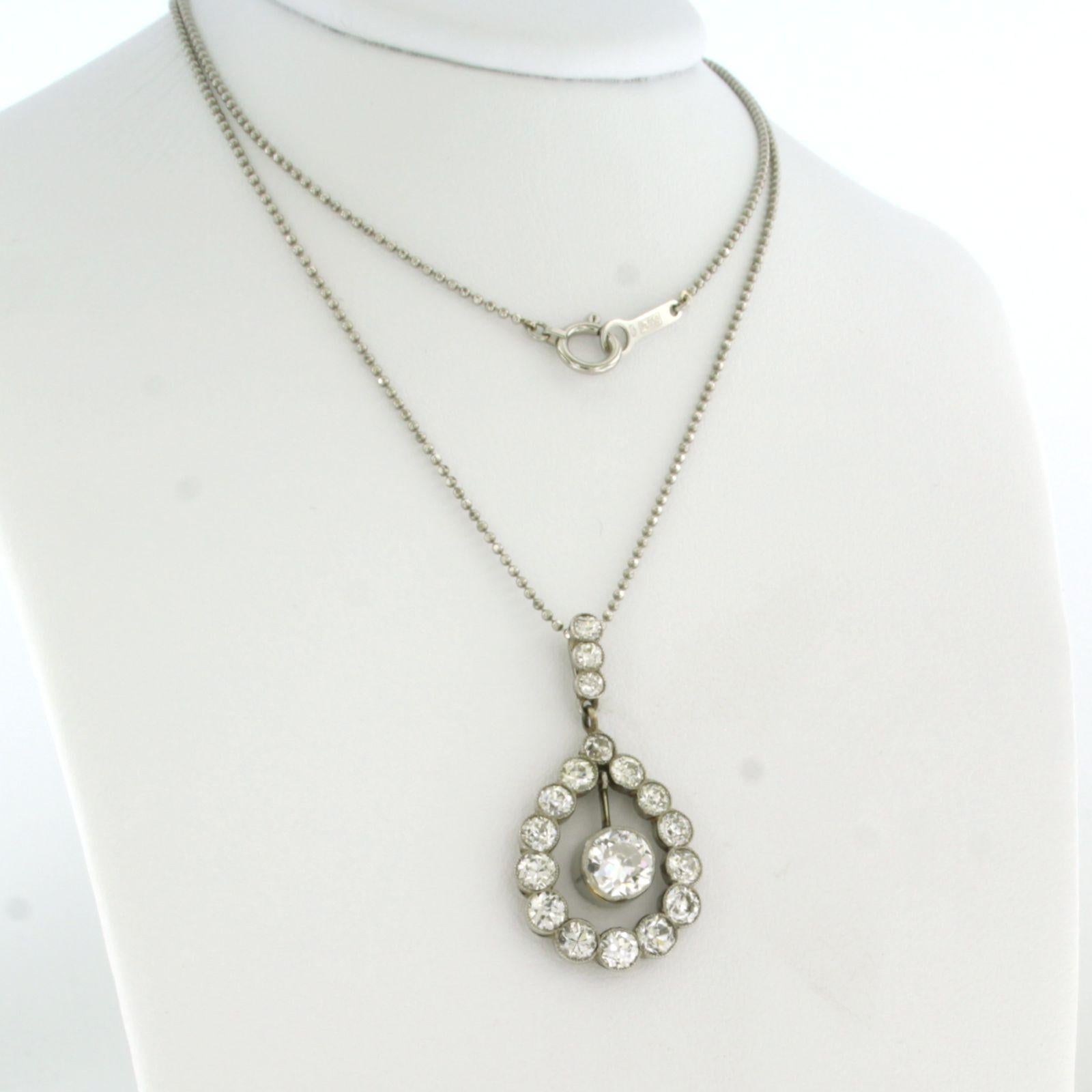 Women's Necklace and pendant with old mine cut diamond up to 2.95ct 950 platinum For Sale
