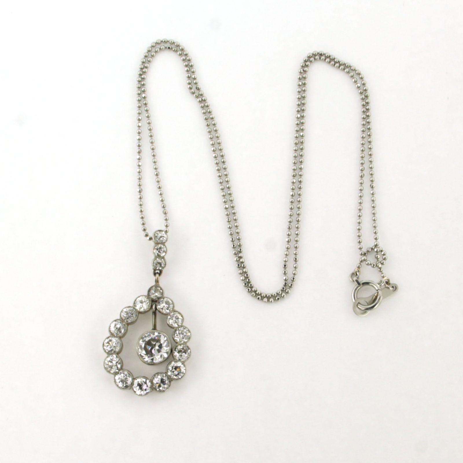 Necklace and pendant with old mine cut diamond up to 2.95ct 950 platinum For Sale