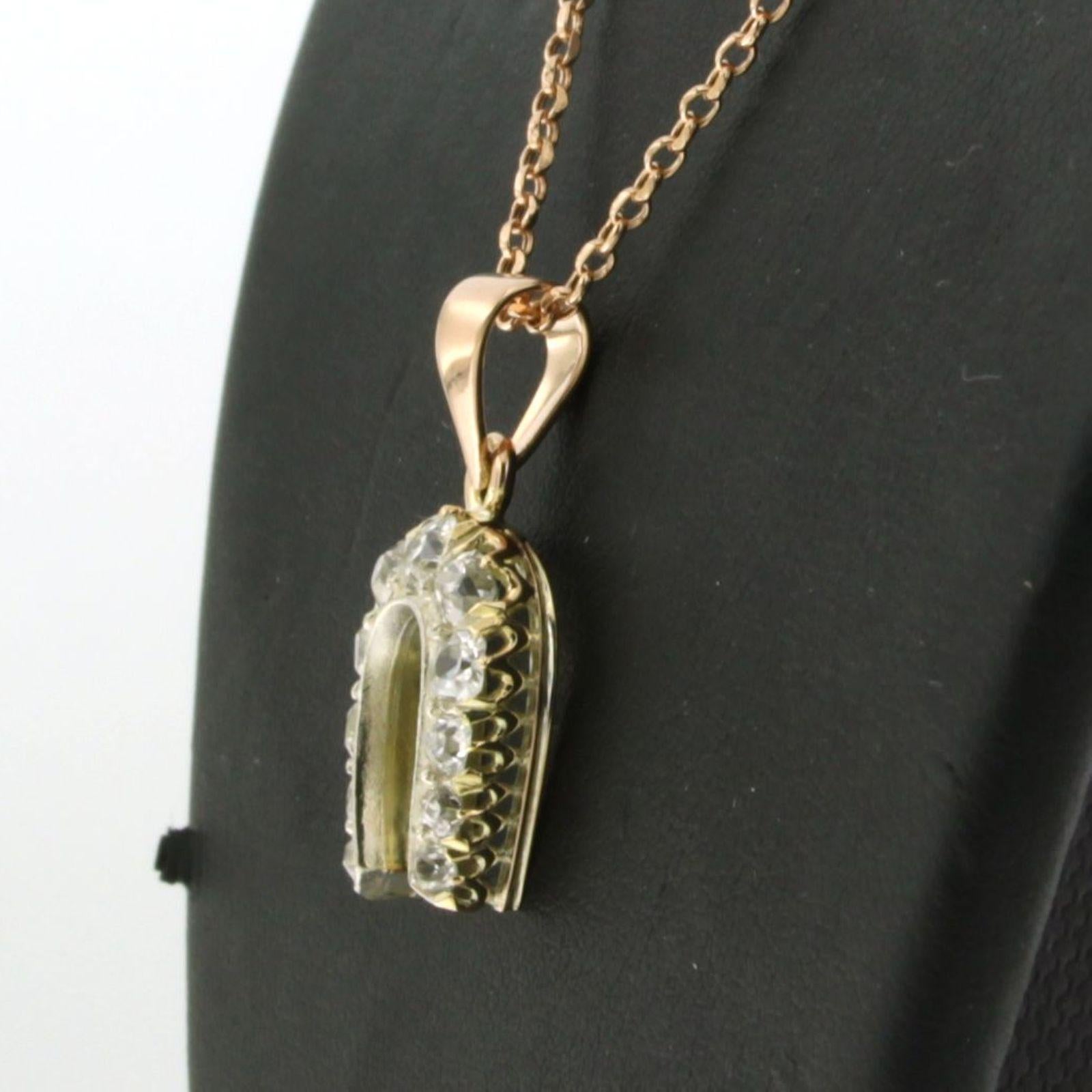Taille vieille mine Collier et pendentif avec diamants taille ancienne jusqu'à 1,00ct or 14k et argent en vente