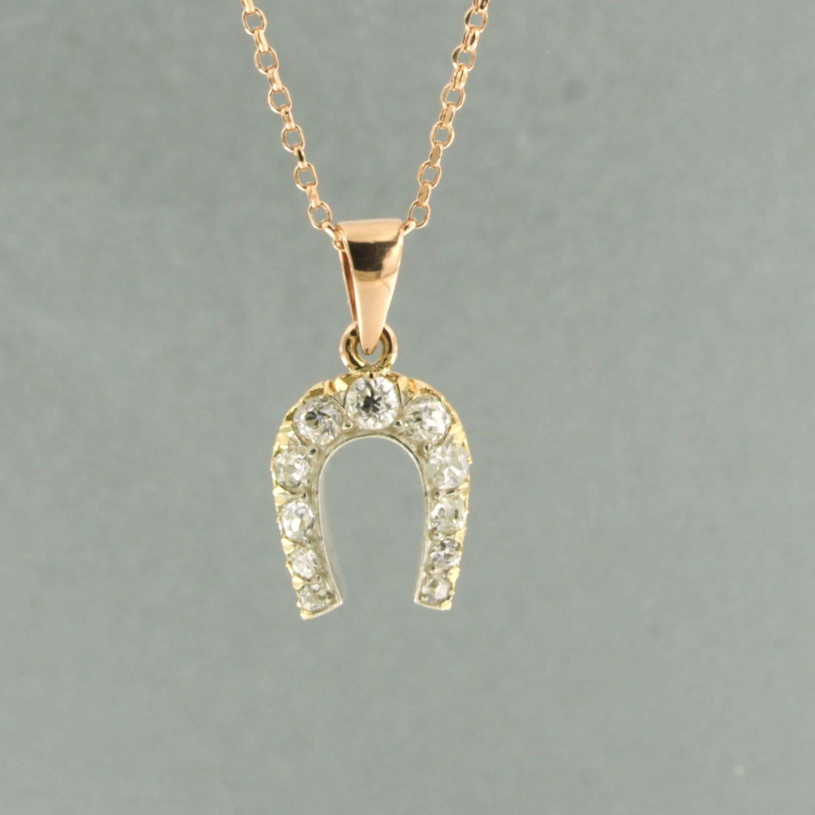 Collier et pendentif avec diamants taille ancienne jusqu'à 1,00ct or 14k et argent Pour femmes en vente