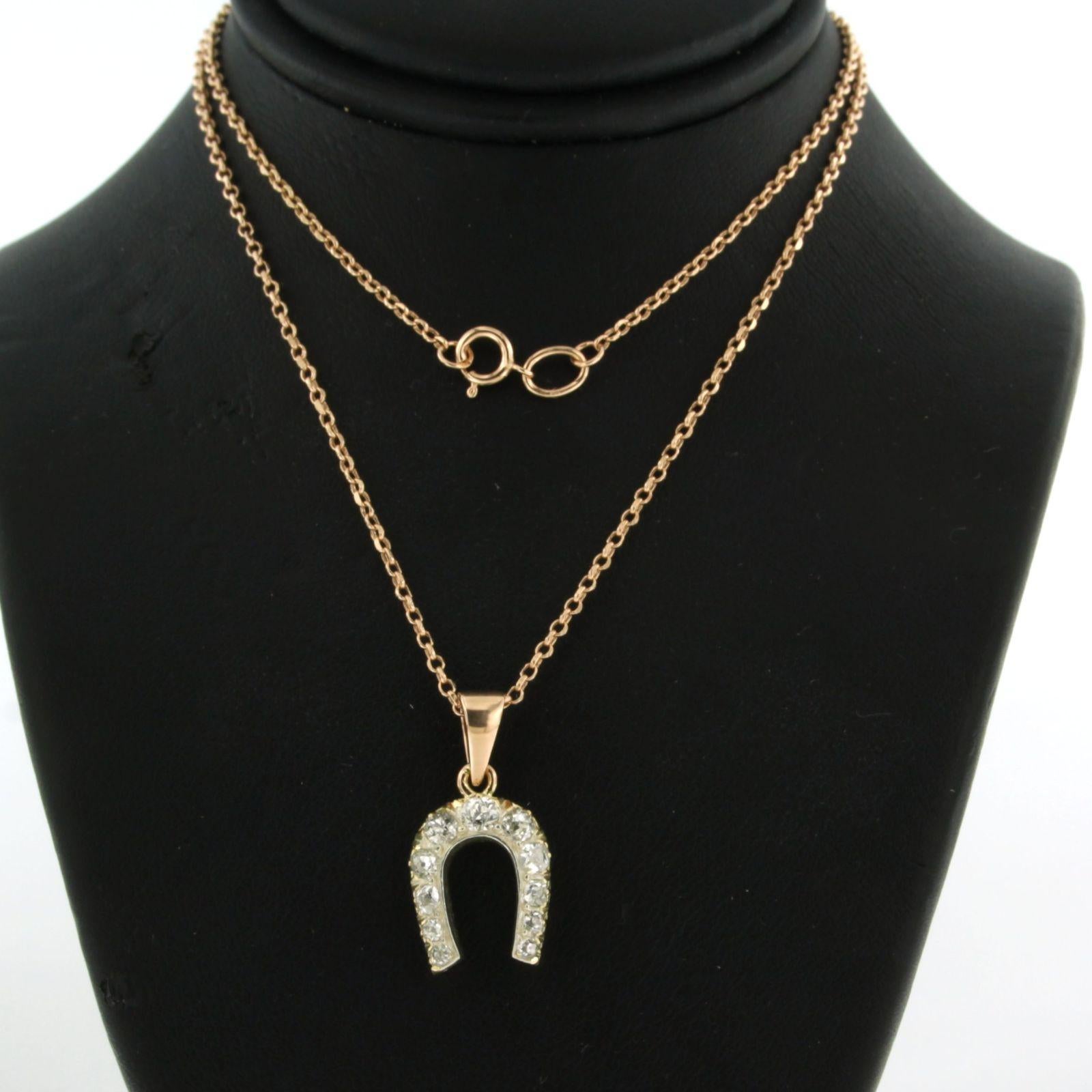 Collier et pendentif avec diamants taille ancienne jusqu'à 1,00ct or 14k et argent en vente 2