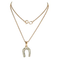 Collier et pendentif avec diamants taille ancienne jusqu'à 1,00ct or 14k et argent
