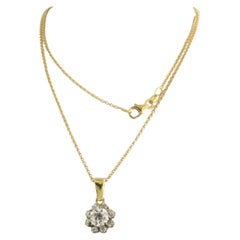 Collier et pendentif avec diamants taille ancienne jusqu'à 1,15 ct Or 18k 3,0 grammes
