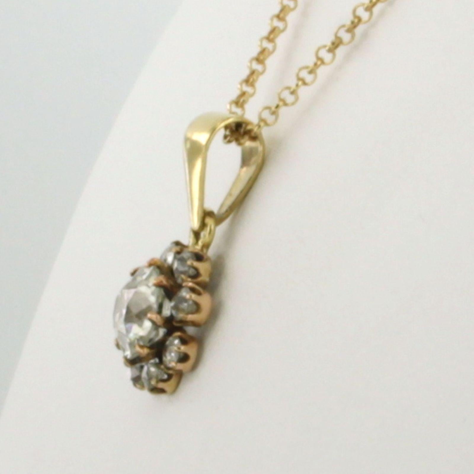 Modern Necklace and pendant with old mine cut diamonds up to 1.15ct 18k yellow gold For Sale