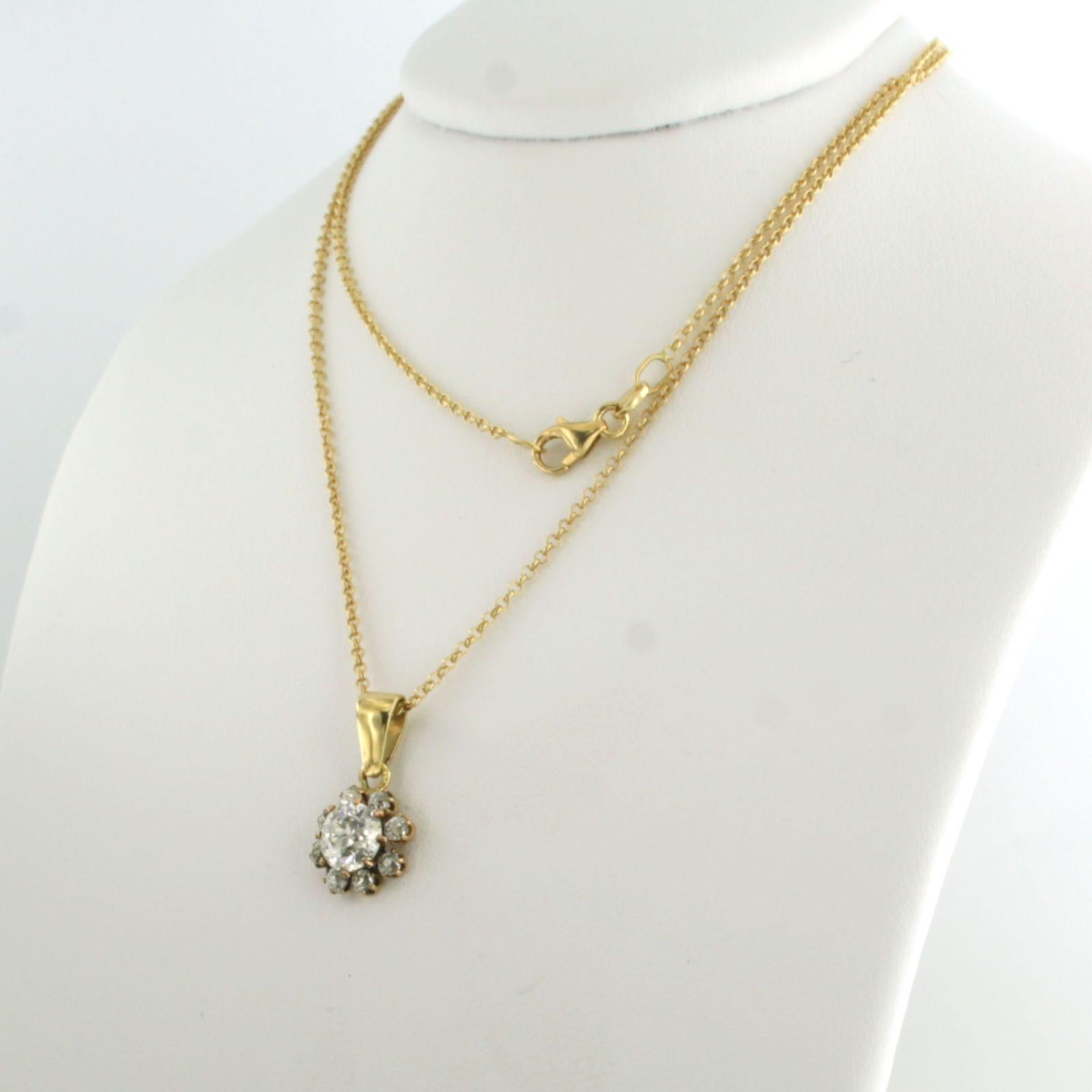Necklace and pendant with old mine cut diamonds up to 1.15ct 18k yellow gold In Excellent Condition For Sale In The Hague, ZH