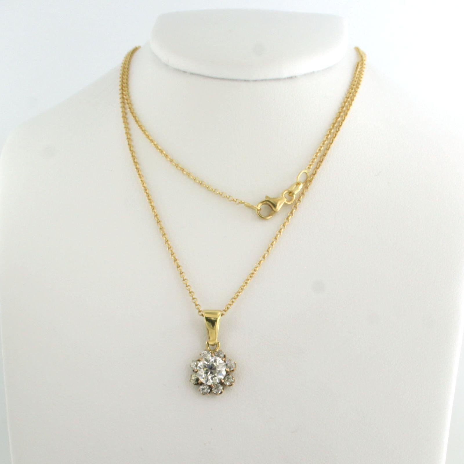 Necklace and pendant with old mine cut diamonds up to 1.15ct 18k yellow gold For Sale 1