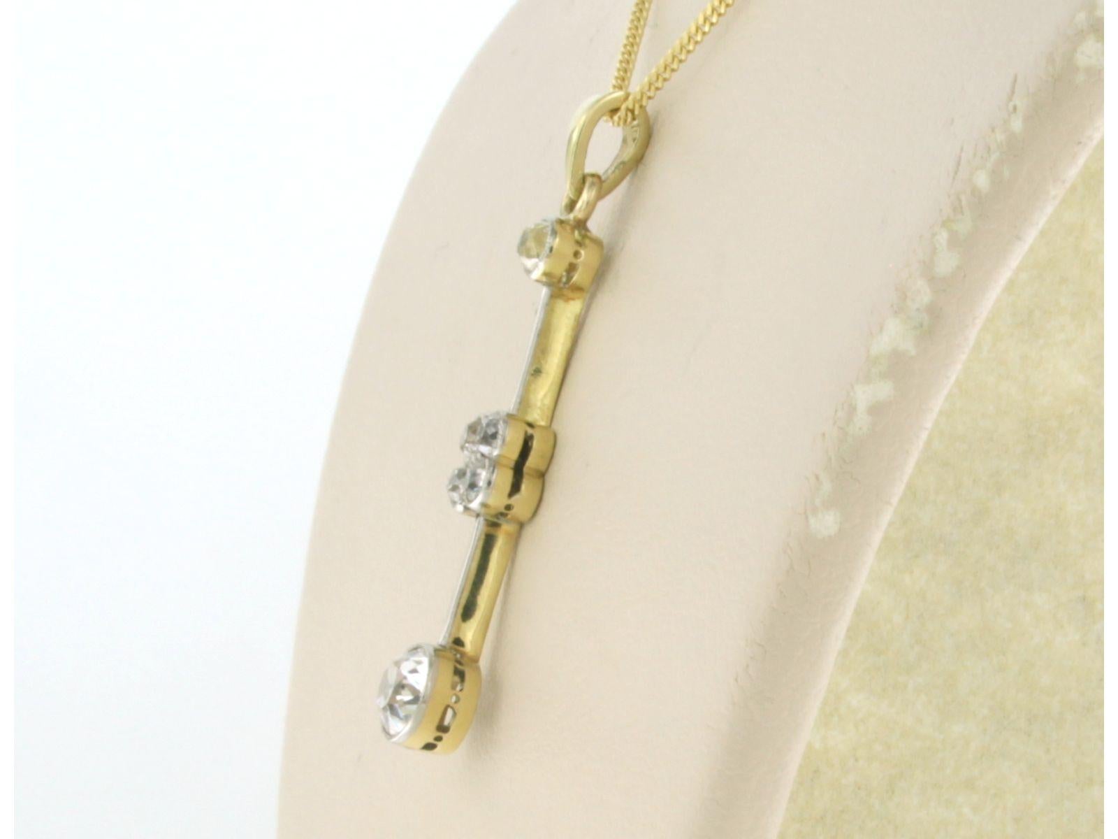Art Nouveau Necklace and pendant with old mine cut diamonds up to 1.50ct 18k bicolour gold For Sale