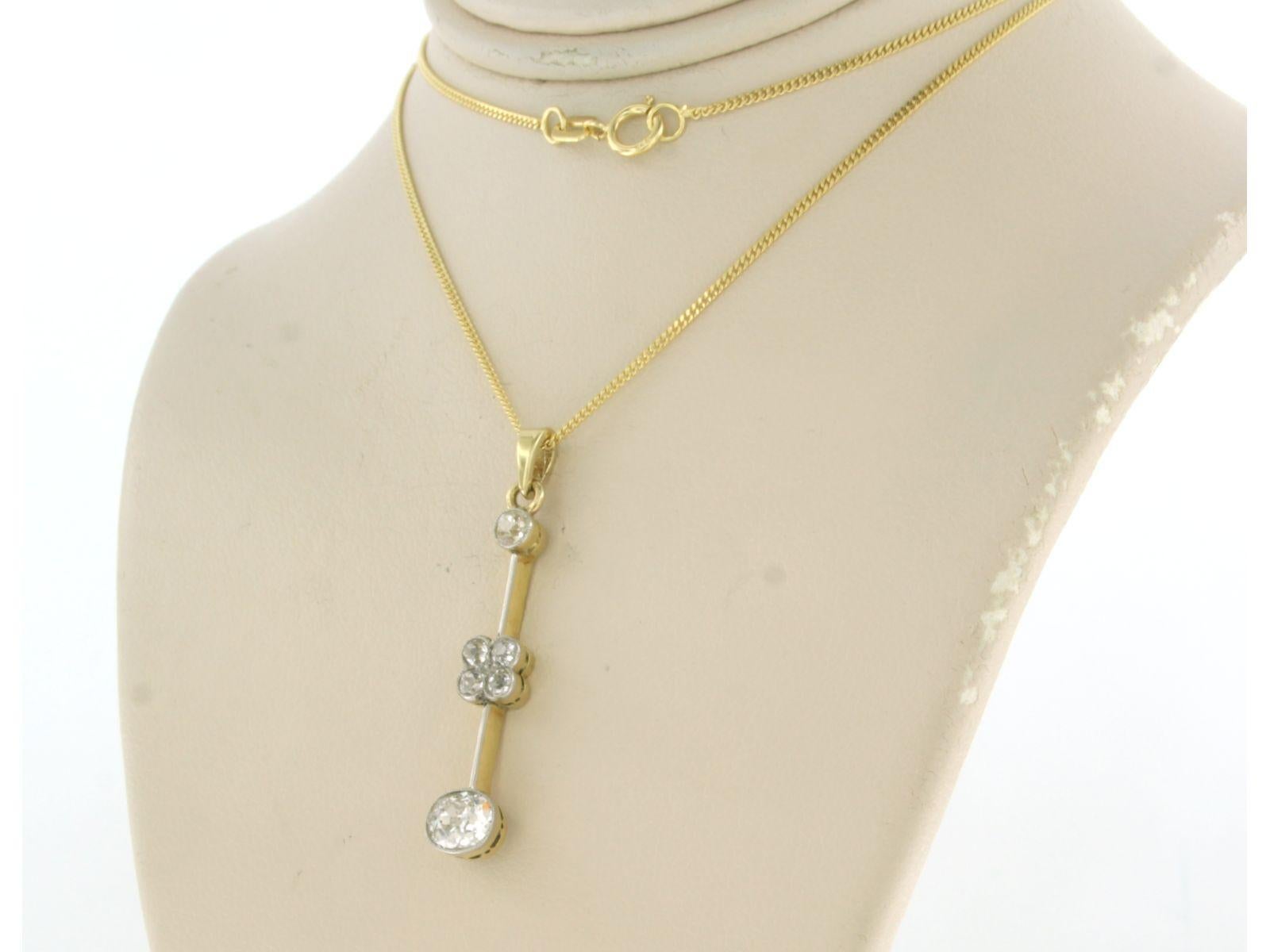 Old Mine Cut Necklace and pendant with old mine cut diamonds up to 1.50ct 18k bicolour gold For Sale