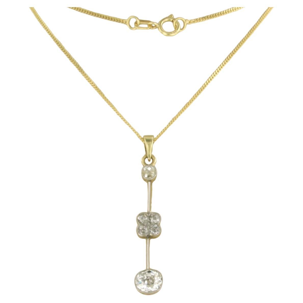 Necklace and pendant with old mine cut diamonds up to 1.50ct 18k bicolour gold