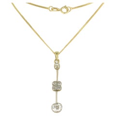 Collier et pendentif en or bicolore 18 carats avec diamants taille vieille mine jusqu'à 1,50 carat
