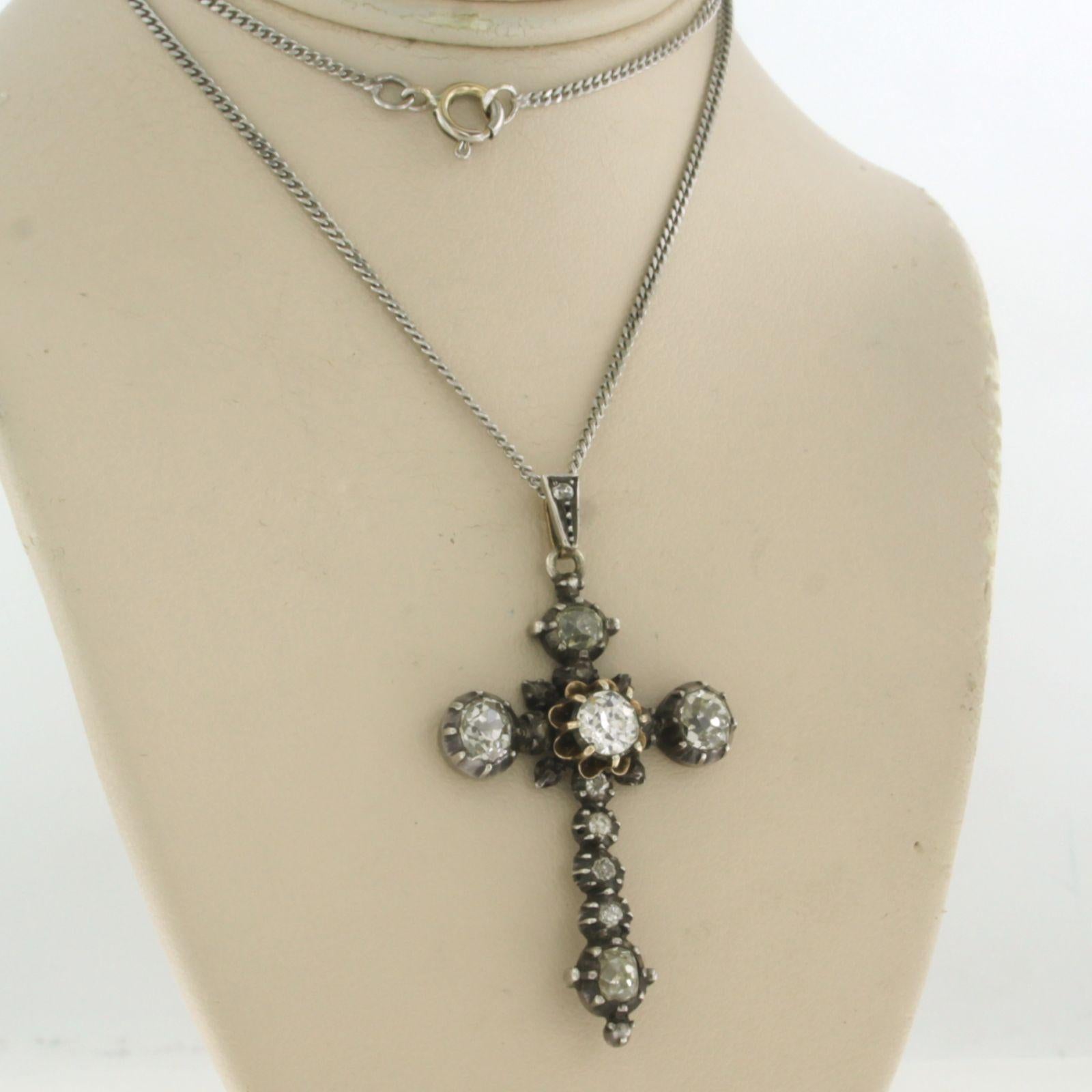 Donna Necklace and pendant with old mine cut diamonds up to 2.00ct 14k gold and silver in vendita