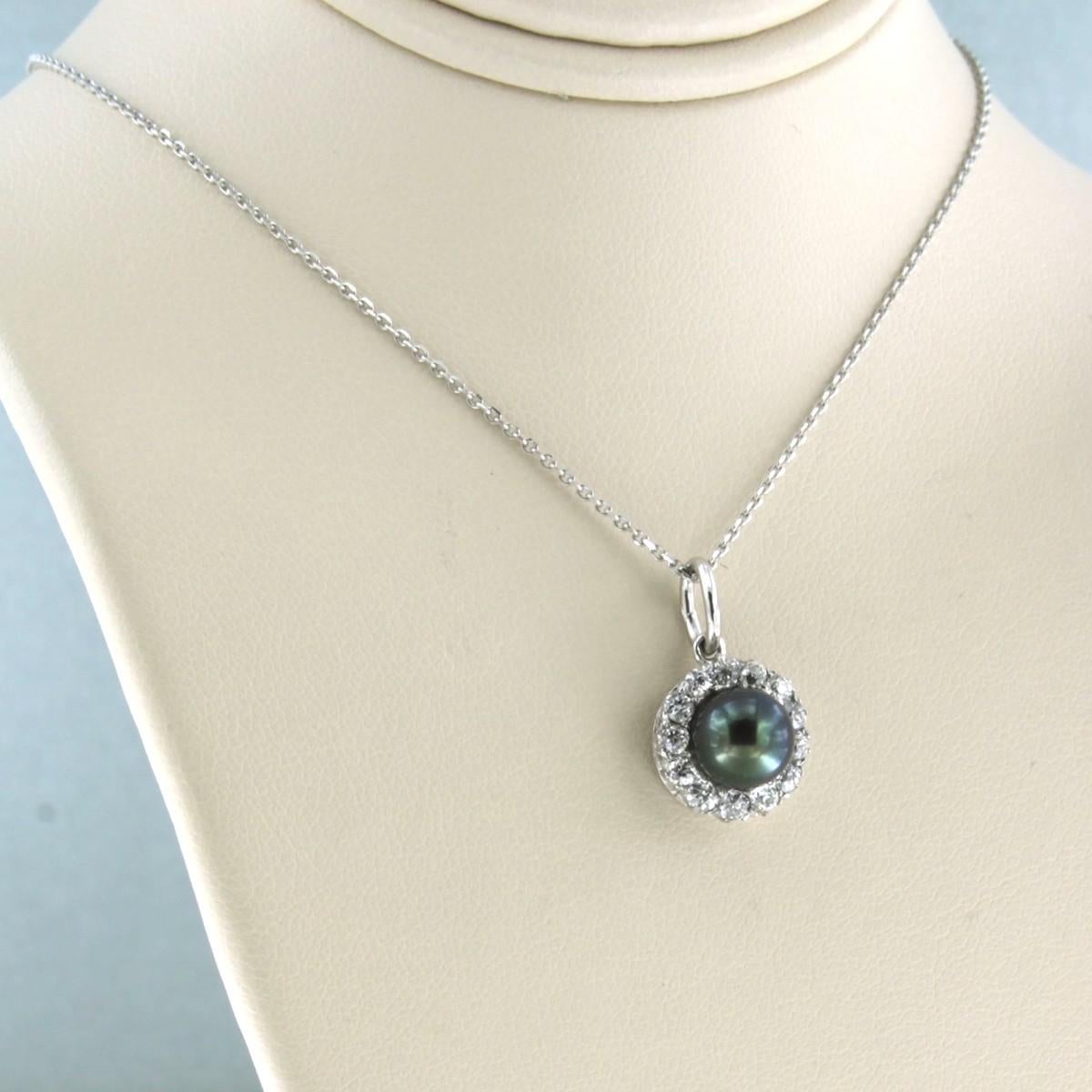 Collar y colgante con perla y diamantes talla mina vieja de hasta 1,00 ct Oro de 14k Talla antigua en venta