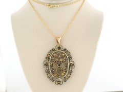 Collana e pendente con perla e diamanti taglio rosa in oro e argento 18k