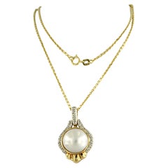 Halskette und Anhänger mit Perle und Diamant im Einzelschliff bis zu 0,05ct 14k Gold