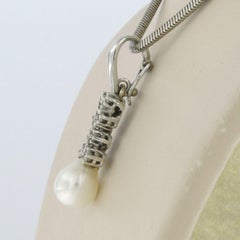 Necklace and pendant with pearl and single cut diamond up to 0.30ct 14k gold