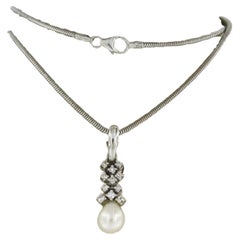 Collana e ciondolo con perla e diamante taglio singolo fino a 0,30 carati in oro 14k