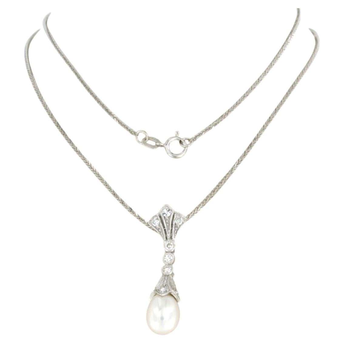 Collar y colgante con perla y diamantes talla única de hasta 0,15 ct Oro de 14k
