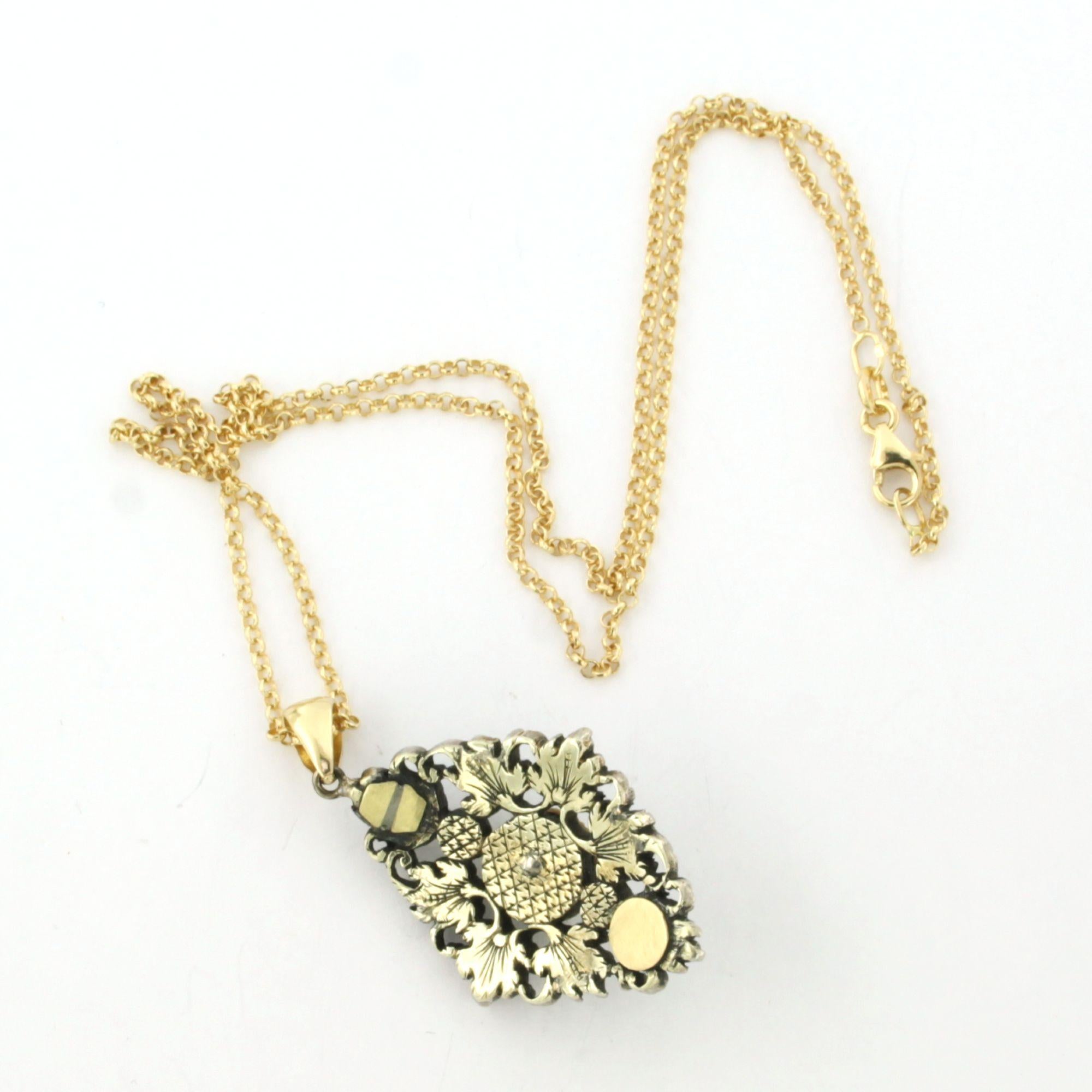 Début de l'époque victorienne Collier et pendentif avec diamant taillé en rose sup à 3,00ct Or 18k et argent en vente
