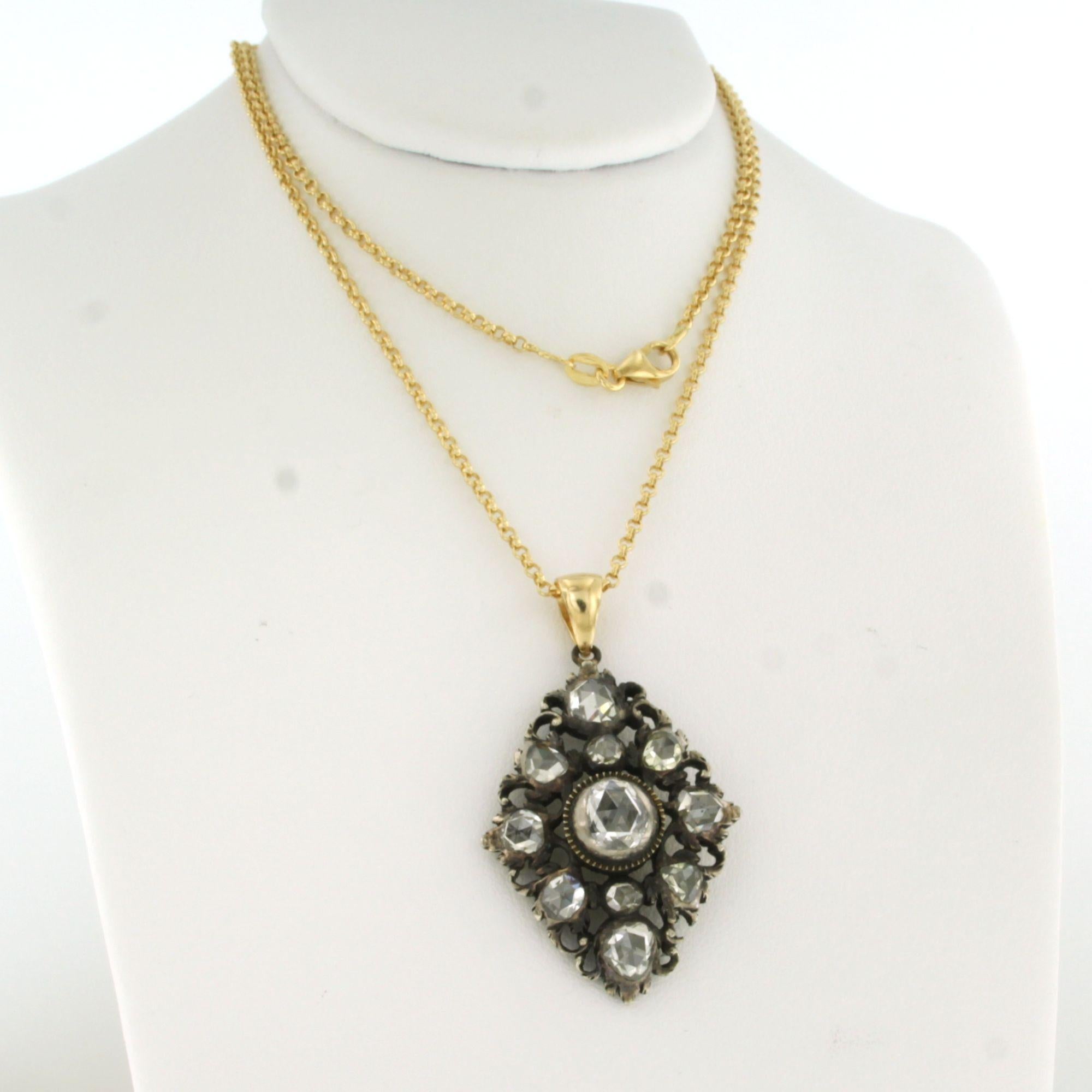 Collier et pendentif avec diamant taillé en rose sup à 3,00ct Or 18k et argent Pour femmes en vente