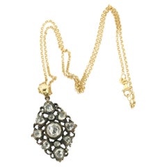 Collier et pendentif avec diamant taillé en rose sup à 3,00ct Or 18k et argent