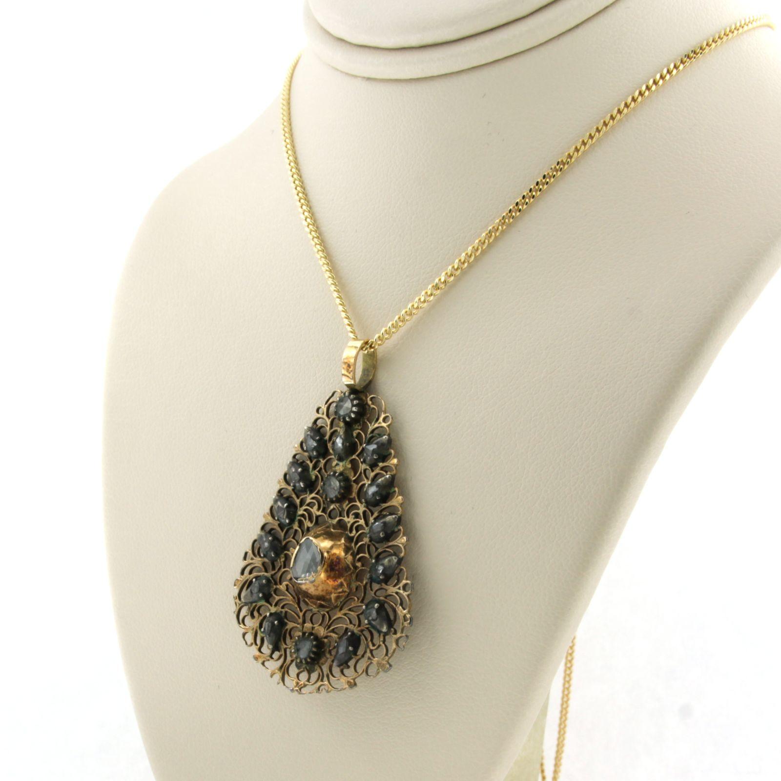 Collana e ciondolo con diamante taglio rosa fino a 0,30 carati in oro e argento 18 ct. In condizioni ottime in vendita a The Hague, ZH